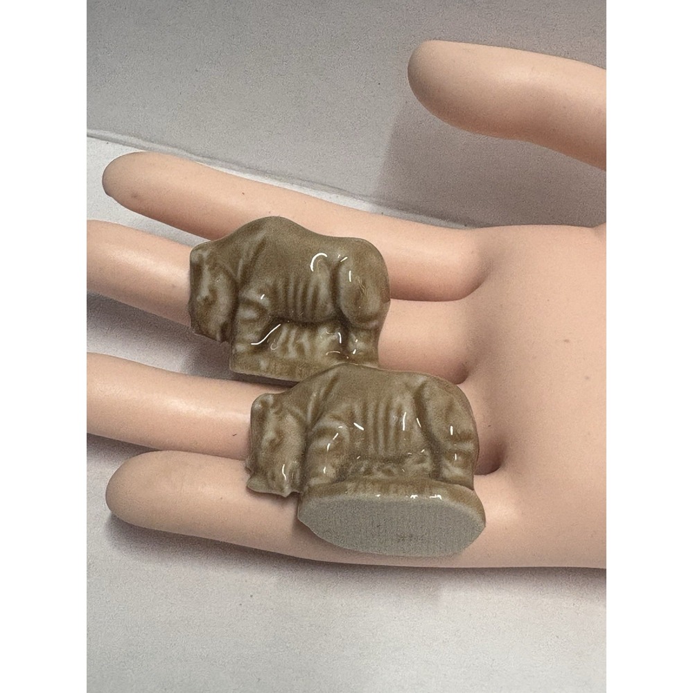 Wade England Whimsies Rhino Figurines Set of 2 Miniature Porcelain Glazed Set